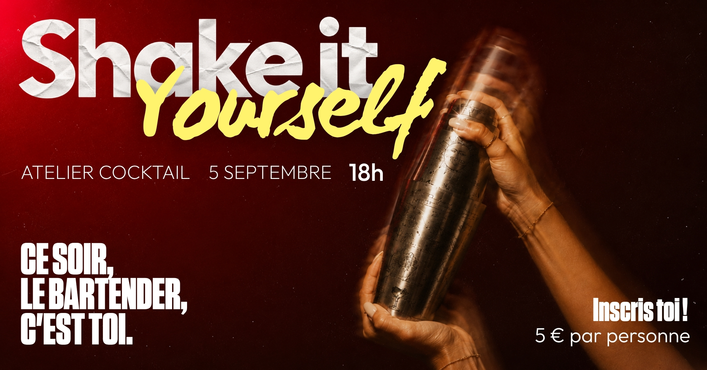 Atelier cocktail Shake It Yourself au Lounge Bar de La Playce à Quimper