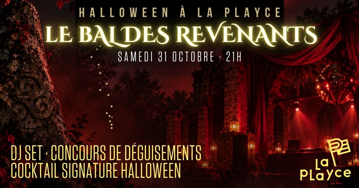 Décor de soirée Halloween rouge et sombre avec boule à facettes, brume et lumières rouges pour Le Bal des Revenants à Quimper